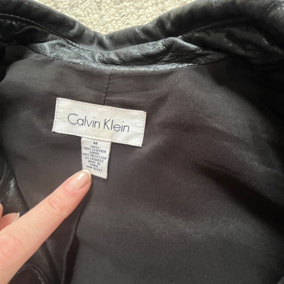 Calvin Klein Leather Peacoat Medium - Picture 4 of 5
